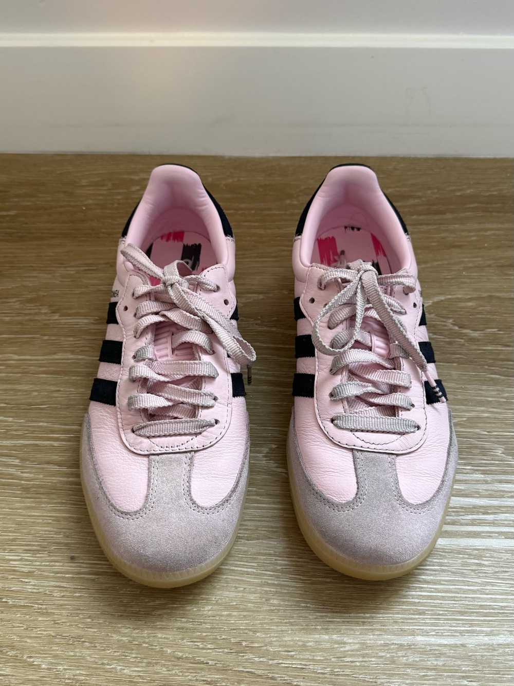 adidas pink suede navy stripe samba size 9 - WORN ONCE